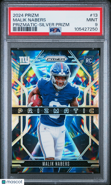 Malik Nabers 2024 Panini Prizm Football #13-Prizmatic Silver Prizm PSA 9