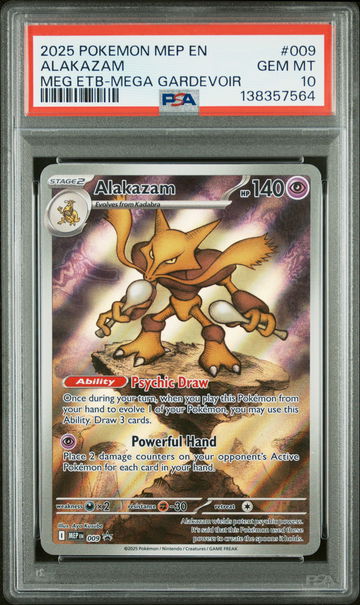 2025 Pokemon Mega Evolution Black Star Promo Mega Gardevoir Elite Trainer Box Alakazam #009 PSA 10