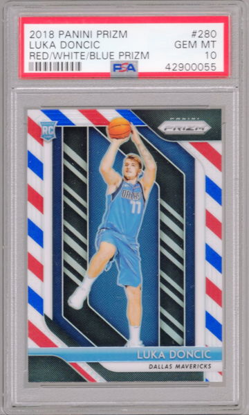 2018 PANINI PRIZM LUKA DONCIC RC RWB PSA 10 