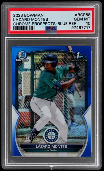 2023 Bowman Chrome Lazaro Montes Prospect Blue Refractor PSA 10