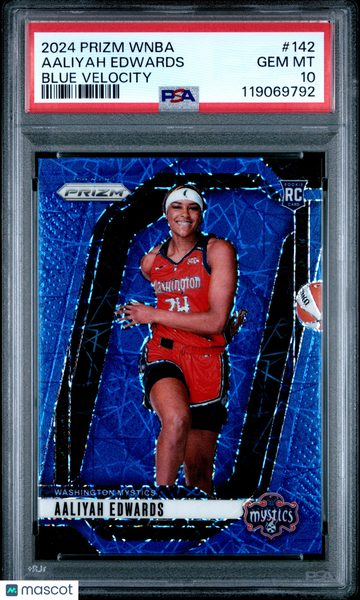 2024 Panini Prizm WNBA Aaliyah Edwards #142 Blue Velocity Short Print Mint Parallel/Variety Rookie RC Base Set Insert Lo