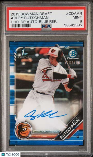 2019 Bowman Draft Chrome Draft Picks Autograph Adley Rutschman #CDAAR CHR. DP Blue Refractor PSA 9