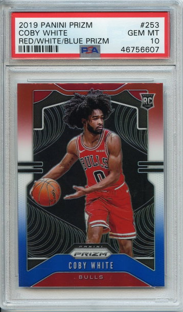 Coby White Prizm Rookie Red/White/Blue PSA 10 NEP