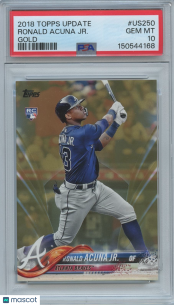 2018 Topps Update Series Ronald Acuña Jr. #US250 Gold Parallel/Variety Rookie Base Set PSA 10