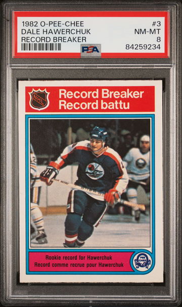 1982 O-Pee-Chee Record Breaker Dale Hawerchuk #3 PSA 8