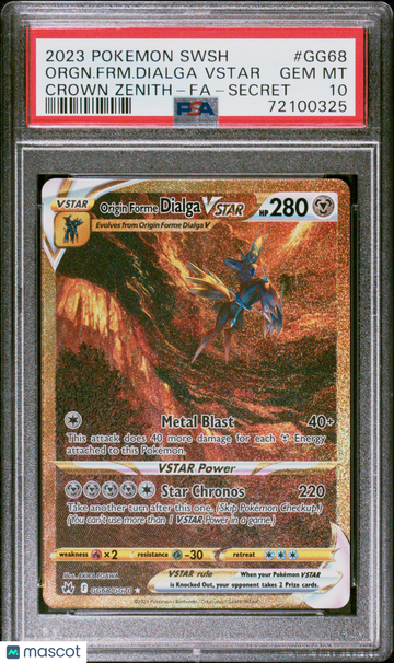 Crown Zenith: Galarian Gallery Origin Forme Dialga VSTAR (Secret) Holo Secret Rare PSA 10 #GG68/GG70