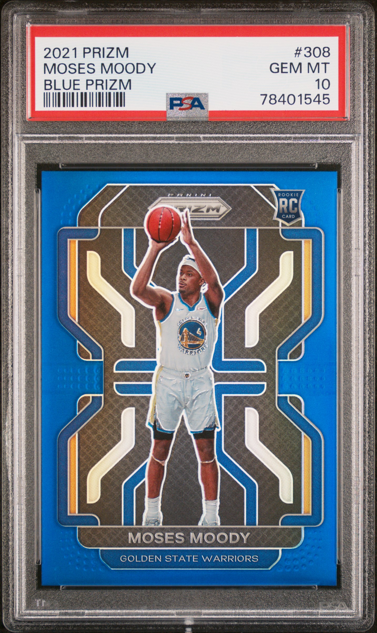 Moses Moody 2021 Prizm Blue /199  #308 Rookie RC PSA 10 Warriors