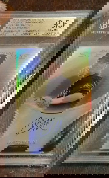2013 Bowman Sterling GOLD Refractor Colin Moran BGS 9.5 Gem 10 Auto /50 Pirates
