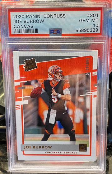 Joe Burrow 2020 Panini Donruss Rated Rookie Canvas 301 PSA 10