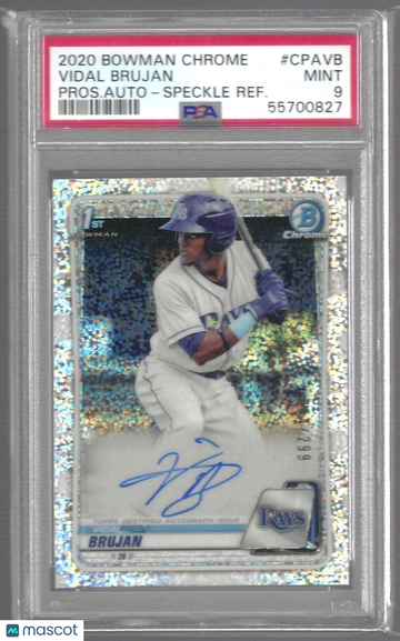 2020 Bowman Chrome Prospect Autographs Vidal Brujan #CPAVB Pros. Auto Speckle Refractor PSA 9