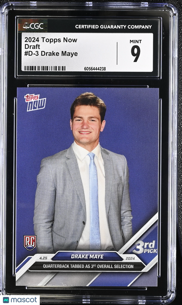 2024 Topps Now Drake Maye #D-3 Draft CGC 9