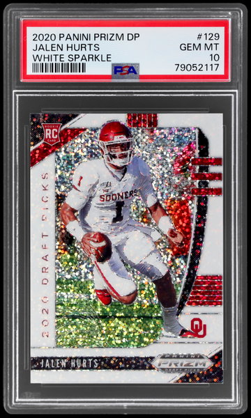 2020 Panini Prizm Draft Picks Jalen Hurts White Sparkle Prizm PSA 10 RC