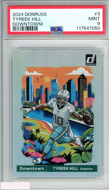 2024 PANINI DONRUSS DOWNTOWN! TYREEK HILL #3 MIAMI DOLPHINS PSA 9 MINT