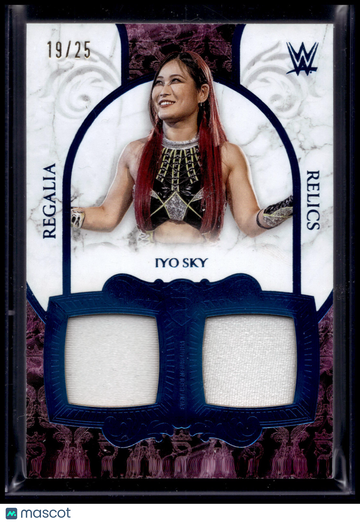 2025 Topps Royalty WWE Regalia Relics Iyo Sky #RR-28 /25 Regalia Relics Event-Used Relic Dual Relic