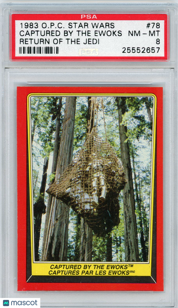 1983 O-Pee-Chee Star Wars Return Of The Jedi Captured By The Ewoks #78 PSA 8