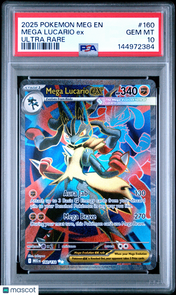 2025 Pokemon Meg EN-Mega Evolution Mega Lucario EX Ultra Rare PSA 10 #160