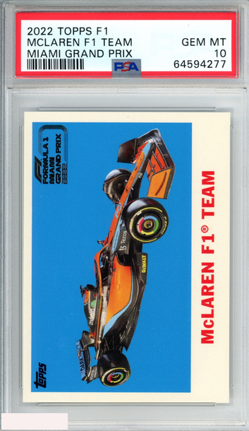 2022 TOPPS FORMULA 1 MIAMI GRAND PRIX MCLAREN F1 TEAM PSA 10 GEM MT