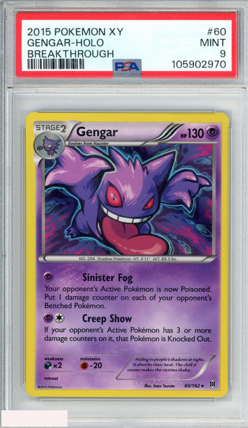2015 POKEMON XY BREAKTHROUGH GENGAR HOLO #60 PSA 9 MINT