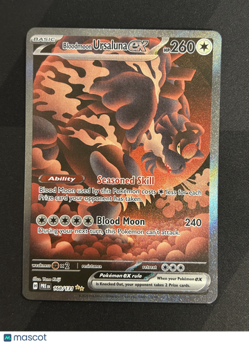 2025 Prismatic Evolutions Bloodmoon Ursaluna EX Holo Secret Rare SIR #216/167