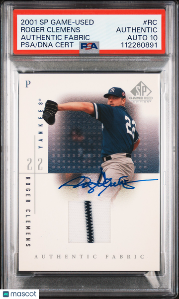 2001 SP Game-Used Authentic Fabric Roger Clemens #RC PSA A Auto 10