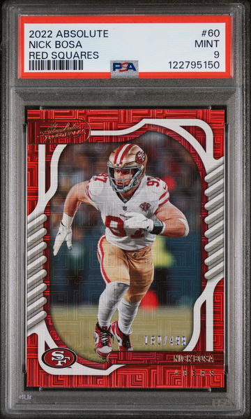 2022 Panini Absolute Football Red Squares Nick Bosa #60 /499 PSA 9