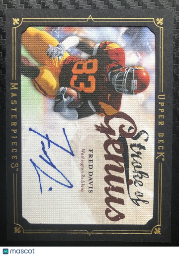 Fred Davis 2008 Upper Deck Masterpieces On-Card Autograph Washington Redskins 🏈