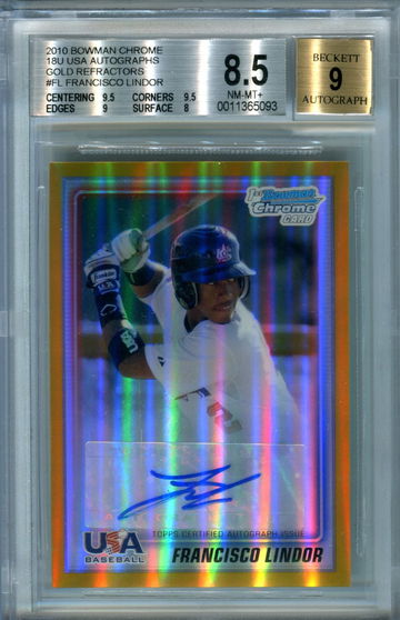 Francisco Lindor USA Gold Refractor /50 BGS 8.5 auto 9