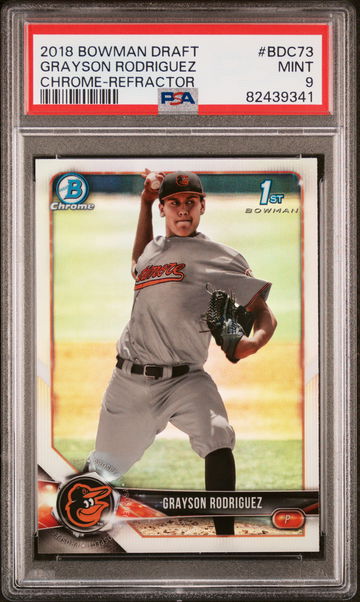 2018 Bowman Draft Chrome Refractor Grayson Rodriguez #BDC73 1st Bowman PSA 9
