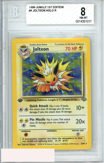 1999 POKEMON JUNGLE 1ST EDITION JOLTEON HOLO R #4 BGS 8