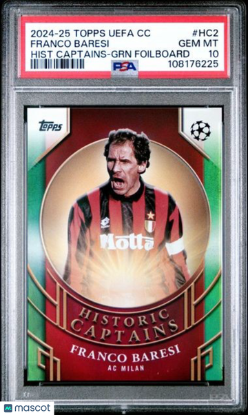 2024-25 Topps UEFA Club Competitions Historic Captains Franco Baresi #HC2 GRN Foilboard PSA 10