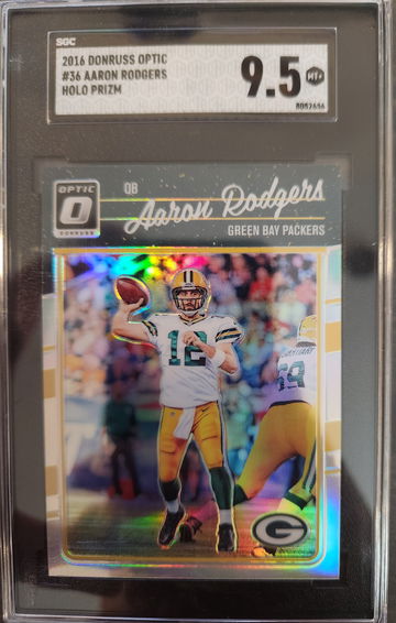 2016 Optic Aaron Rodgers Holo Prizm #36 SGC 9.5