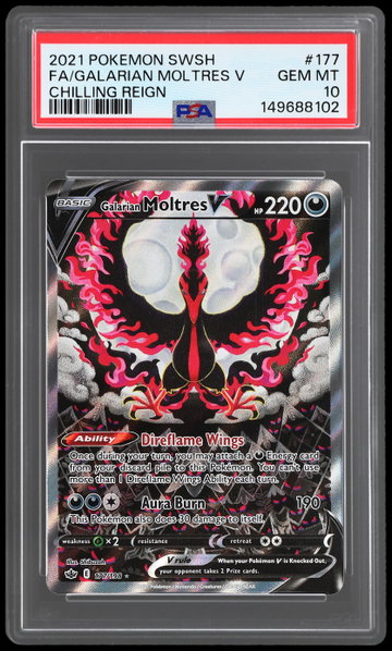 2021 Pokemon Sword And Shield Chilling Reign Galarian Moltres V PSA 10