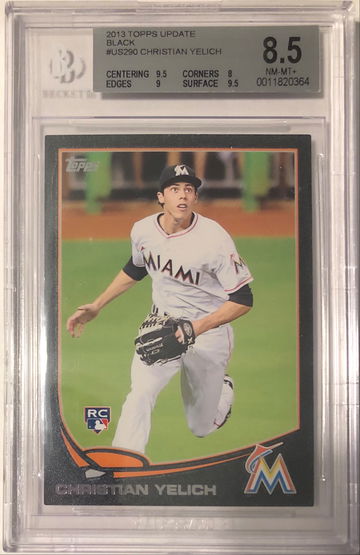 2013 Topps Update Christian Yelich RC Black Parallel #290 7/62 BGS 8.5
