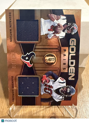 2019 Panini Gold Standard DeAndre Hopkins / Deshaun Watson MEM, SN149 #GP-15 Golden Pairs SN MEM