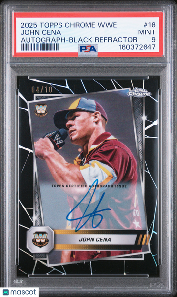 2025 Topps Chrome WWE John Cena #16 Autograph Black Refractor /10 PSA 9