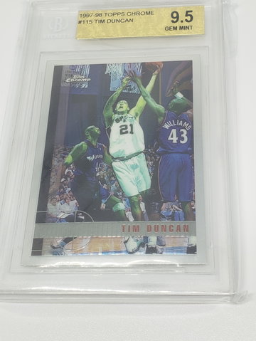 1997-98 tim duncan topps chrome rc bgs 9.5