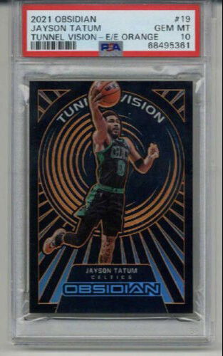 2021 PANINI OBSIDIAN TUNNEL VISION E/E ORANGE #19 JASON TATUM 35/35 PSA 10