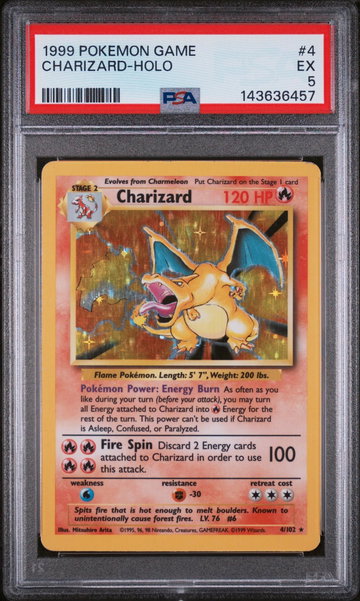 1999 Pokemon Base Set Holo Charizard #4 PSA 5