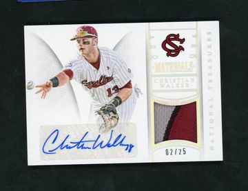 2013 Panini National Treasures #42 Christian Walker Materials /25 Patch Auto