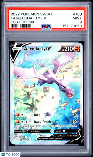 2022 Pokemon Sword & Shield Lost Origin Aerodactyl V Fa Lost Origin PSA 9 #180