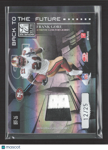 2007 Donruss Elite Back to the Future Frank Gore Roger Craig #BTF-16 Dual Jersey /25 Authentic Game-Worn Jersey
