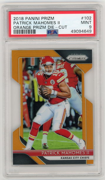 PATRICK MAHOMES 2018 Panini Prizm Orange Die-Cut #'d 245/249 PSA 9 MINT #102