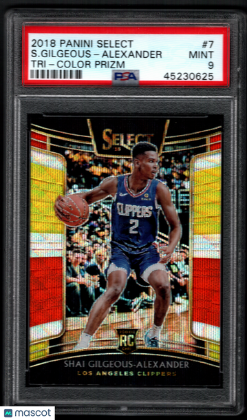 2018-19 Panini Select Shai Gilgeous-Alexander #7 Tri Color Prizm Parallel/Variety Rookie PSA 9