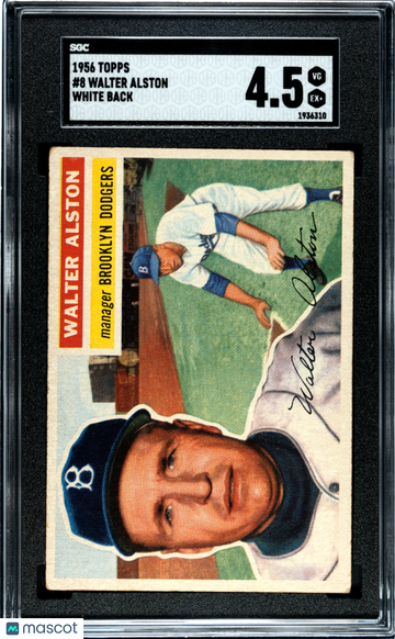 1956 Topps Walter Alston #8 White Back SGC 4.5