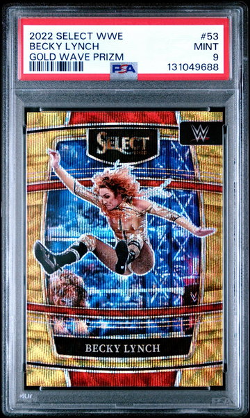 2022 Panini Select WWE Gold Wave Prizm Becky Lynch #53 /10 PSA 9