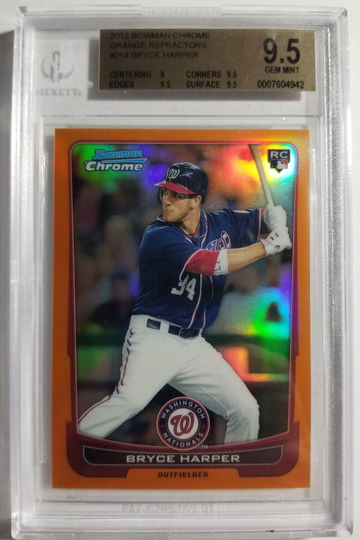 2012 Bowman Chrome Orange Refractor Bryce Harper RC #214 BGS 9.5 #d 24/25