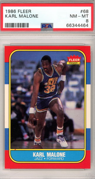 1986 FLEER KARL MALONE PSA 8