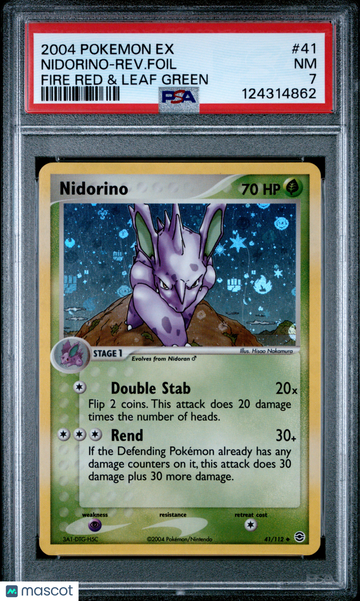 2004 Pokemon EX Fire Red & Leaf Green Nidorino-Rev. Foil Fire Red & Leaf Green PSA 7 #41