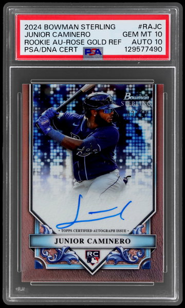 2024 Bowman Sterling Rookies Autograph Junior Caminero Rose Gold Refractor PSA 10 AUTO