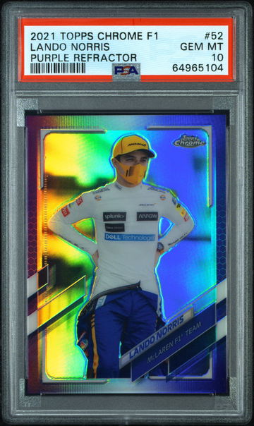 🚨💎 2021 Topps Chrome Formula 1 LANDO NORRIS Purple /399 PSA 10 GEM MINT 🇬🇧🏎